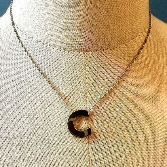 Silver tone C monogram pendant necklace - Picture 1 of 6